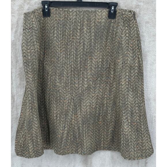 Oscar de la Renta Skirt Womens 16 Brown A-Line Tweed Career Classic Work Church - Picture 1 of 7